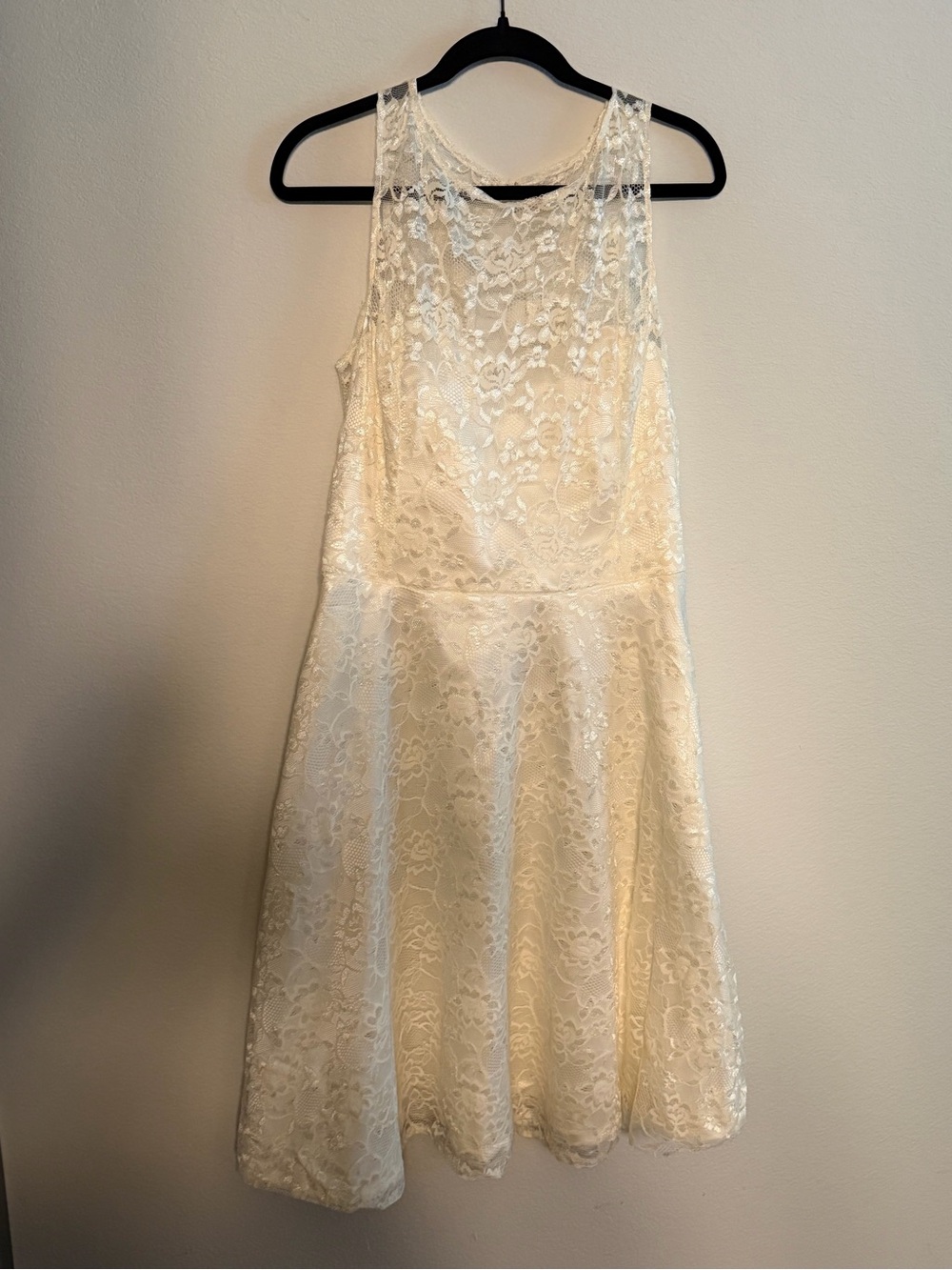 Handmade Ivory Lace Fit & Flare Dress 1X Floral Lace Cottagecore Boho Wedding